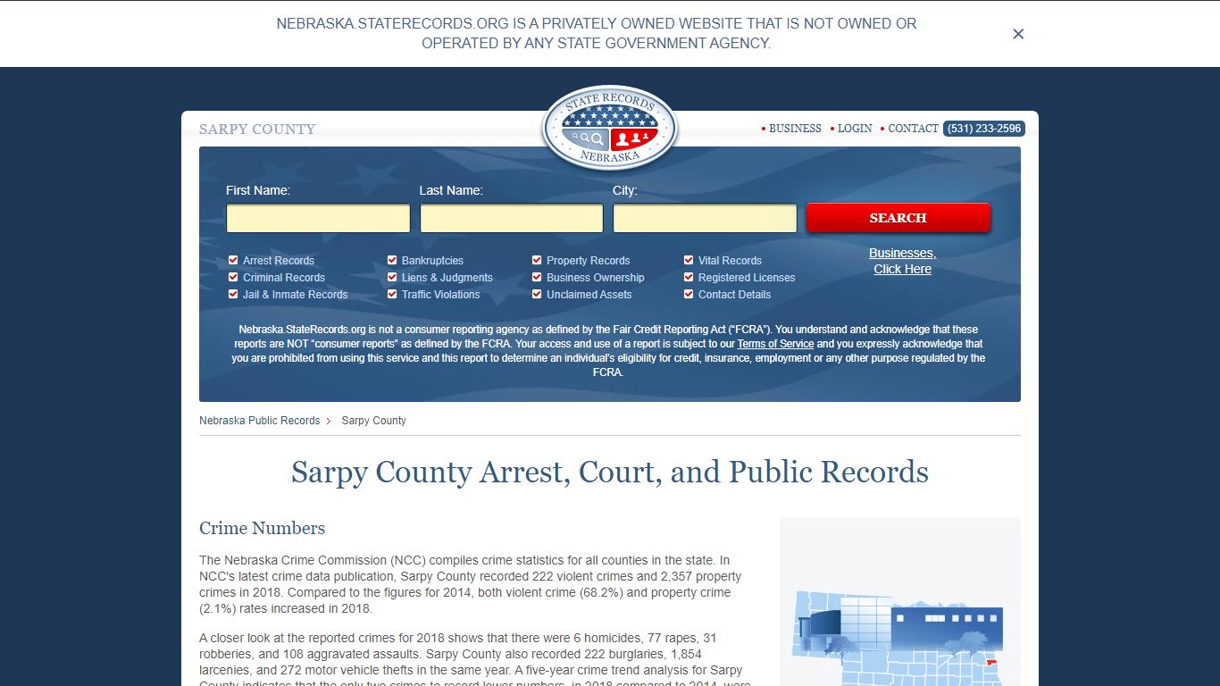 Sarpy County Arrest, Court, and Public Records