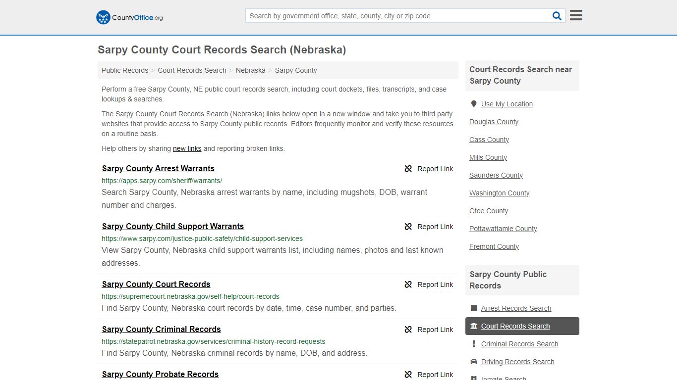 Sarpy County Court Records Search (Nebraska) - County Office